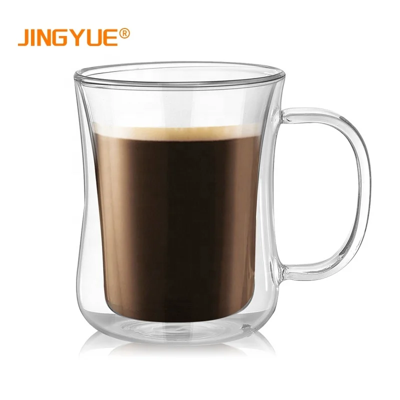 

220ml 400ml Beer Coffee Tea Water Drink Cups Transparent Heat Resistant Borosilicate Double Wall Glass Cup with Handle