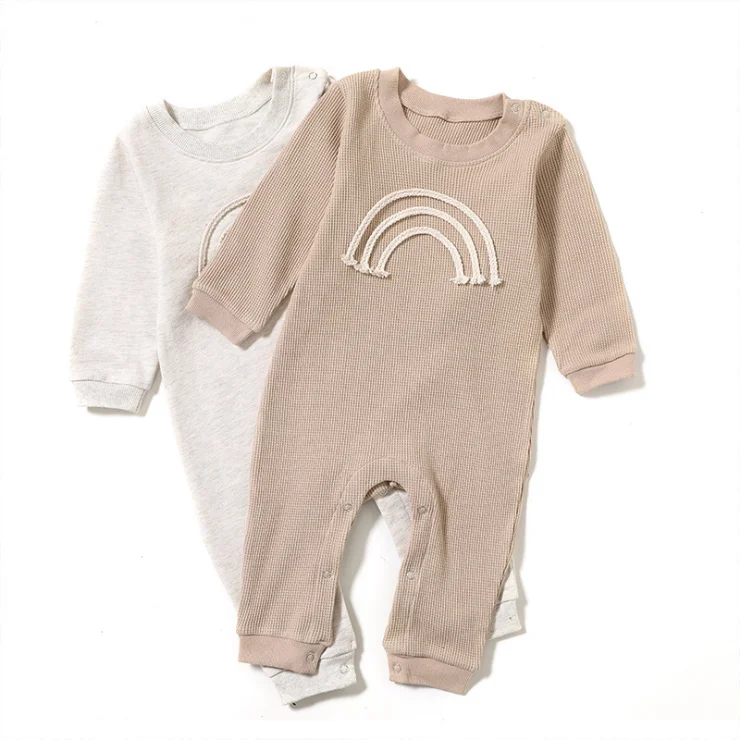 

Children's clothing wholesale Waffle Baby Clothes Romper Spring and Autumn Baby fashion children clothing, Customized color