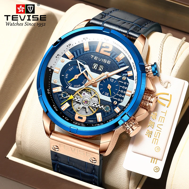 

TEVISE T885F men's multi-functional automatic calendar mechanical high quality business waterproof watch, 5 colors