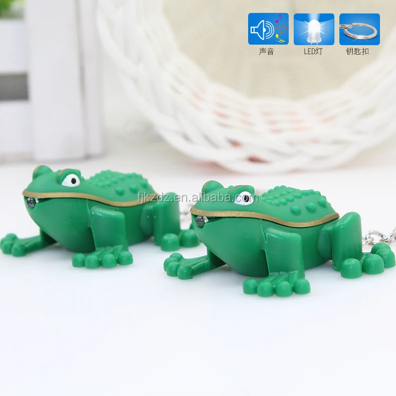 Frog Keychain with Light and Sound Toy Key Ring Chain w/Croaking Noise