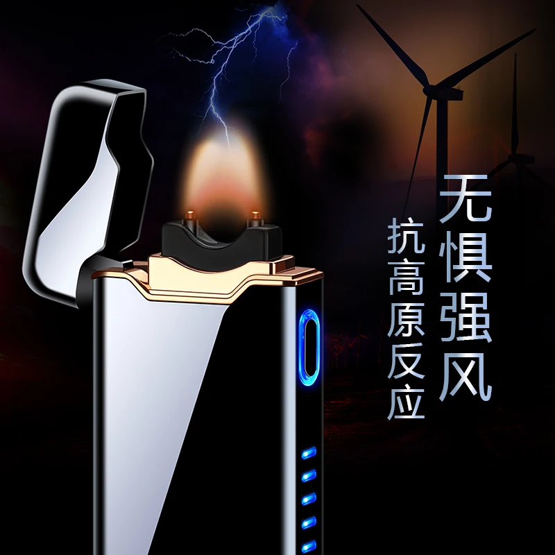 High Tech Thumb Touch Button Power Flame Arc Electronic Usb Rechargeable Plasma Cigarette Lighter