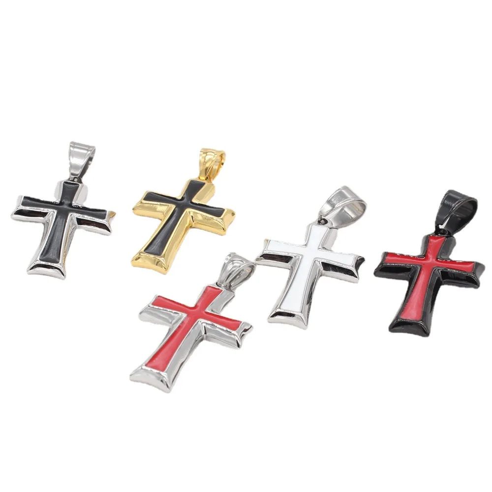 

Simple customized stainless steel enamel cross pendant necklace