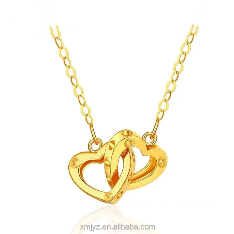 

Certified 18K Gold Love Double Buckle Necklace Jewelry AU750 Gold Yellow Roses Gold Necklace Water Shell Wholesale