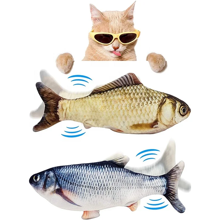 

Hot Selling USB Electric Moving Flippity Dancing Fish Portable Cat Toy Interactive cat Toy fish, Picture shown