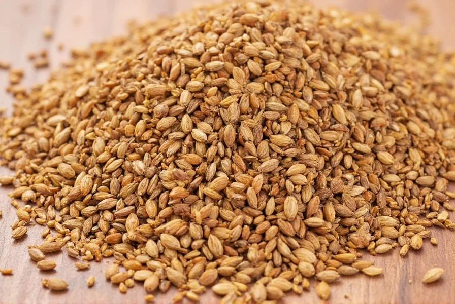 Close-up of cumin seeds in a spice jar showing proper pronunciation guide