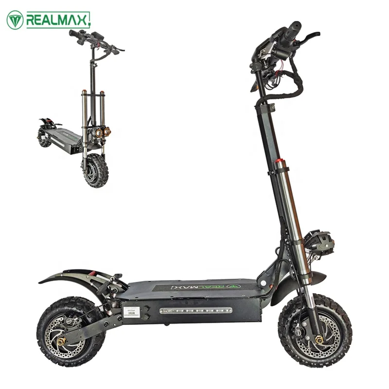 

hot sale REALMAX 60v 72v 5600w scooters fat tire flodable electric scooters adult in china, Black