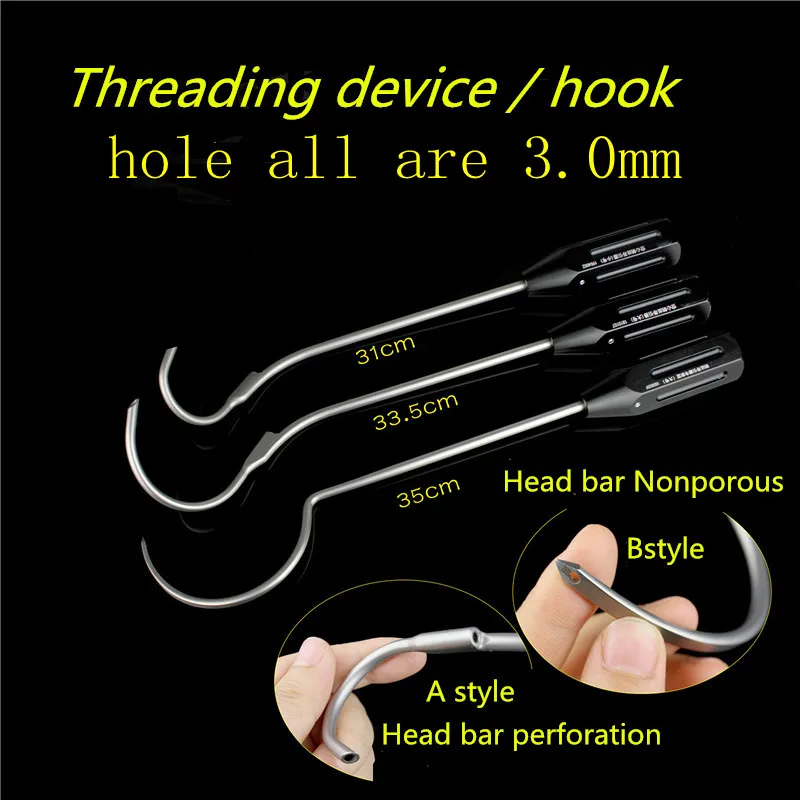 

Orthopedic instrument medical titanium cable hollow threading device threaded hook Reduction forcep Through steel wire guider