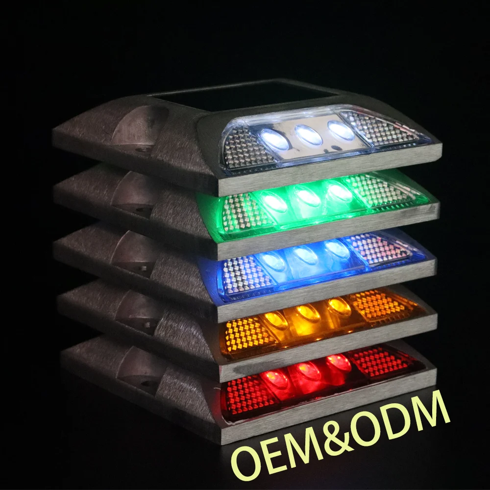 Aluminium 20ton Waterproof Load Capactiry Powered Light Flashing Permanent Marker Led Yellow Cat Eye Solar Road Stud
