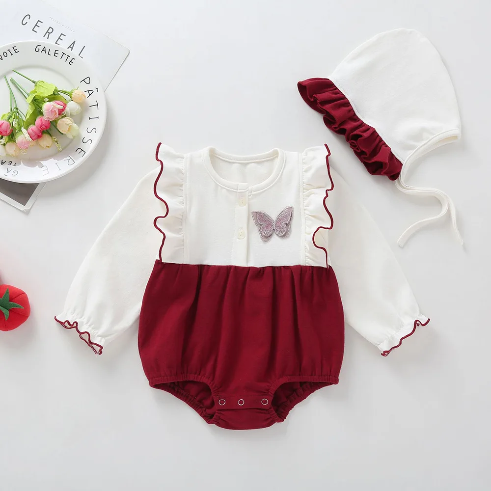 

Good Supplier rompers newborn clothes 0 to 6 months infant for girls romper baby neutral, Pink/wine red/dark blue