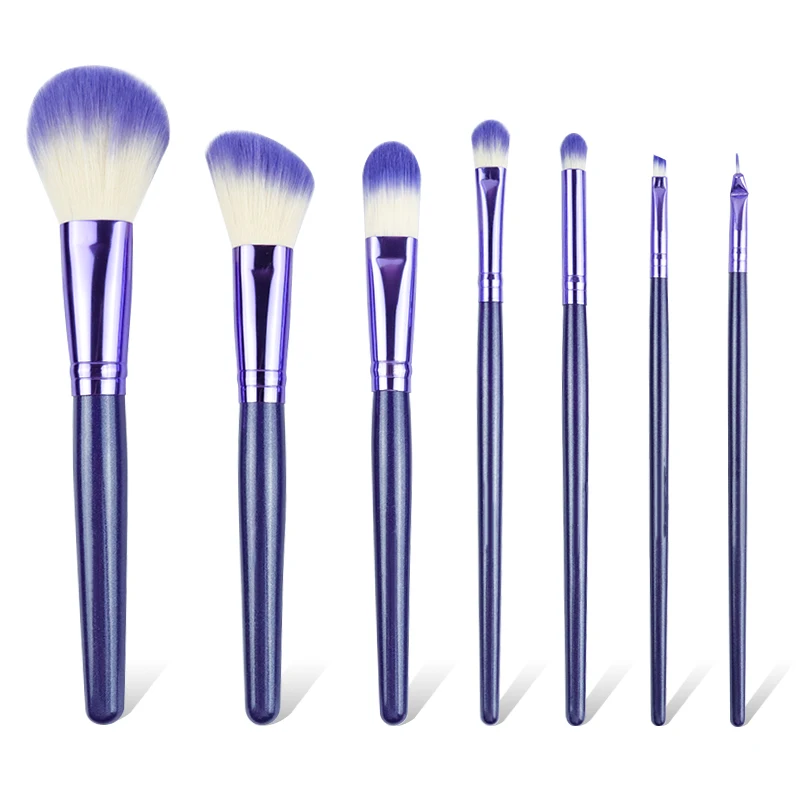 

Makeup brush set promote with factory price 7 pcs fast shipping the cheapest price with high quality vegan makeup brush, Purple or customized color