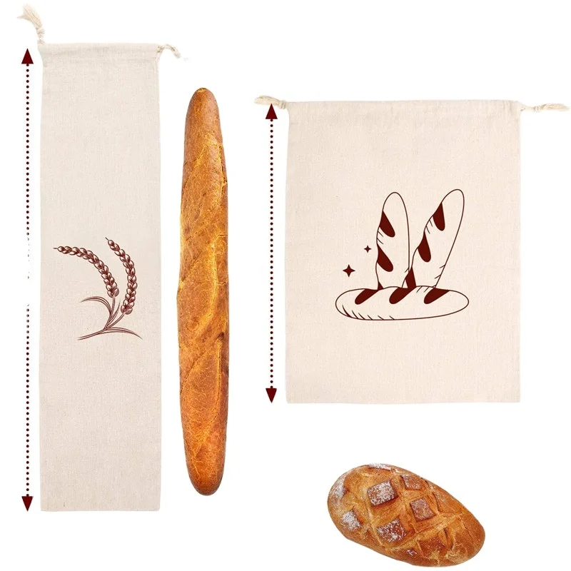

Reusable Organic Cotton Drawstring Eco-friendly Canvas Linen Storage Bread Food Bag