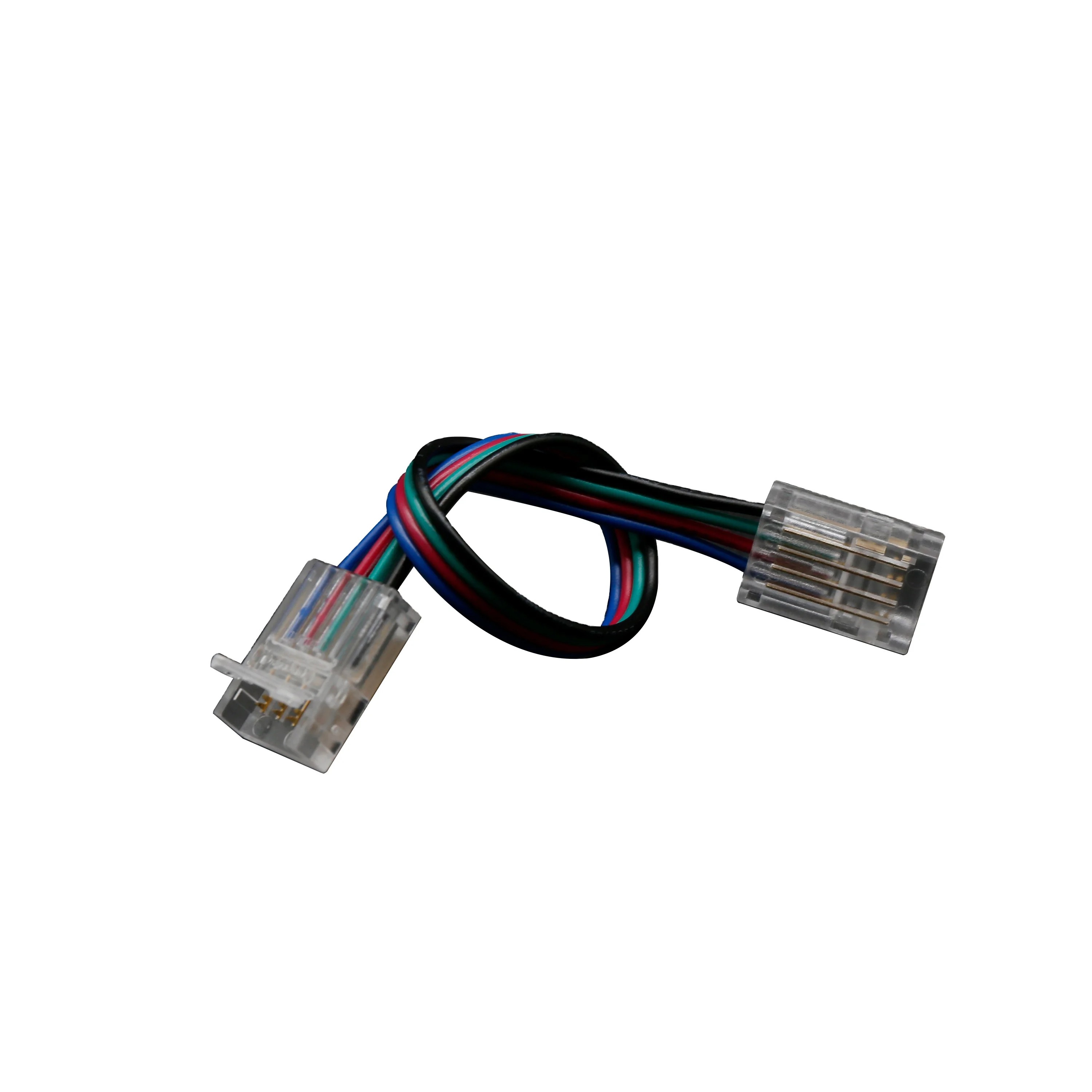 4pin 10mm IP20 RGB strip to strip transparent Solderless connector with cable 5050 RGB Flex LED Strip Fast Connector