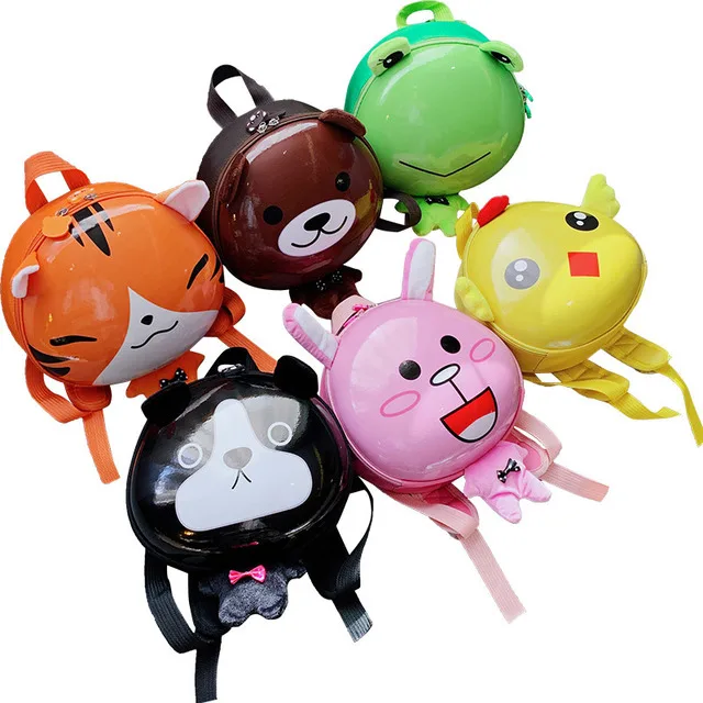 

New design Children School Bag gift boy and girls cute cartoon animal egg shape backpack, 10 colors available
