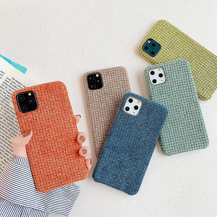 New Style Grid Flannelette Fabric Mobile Case For Iphone 11