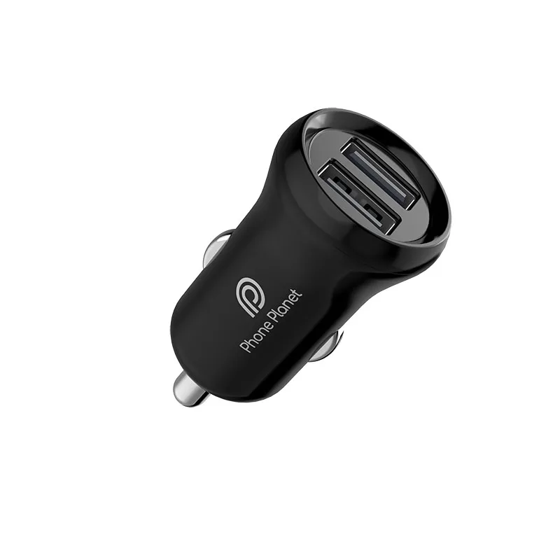 

Aluminium alloy smart output fast charging 24 w car charger with Infrared Smart Sensor Auto 2port usb bullet 5 v car charger, Black