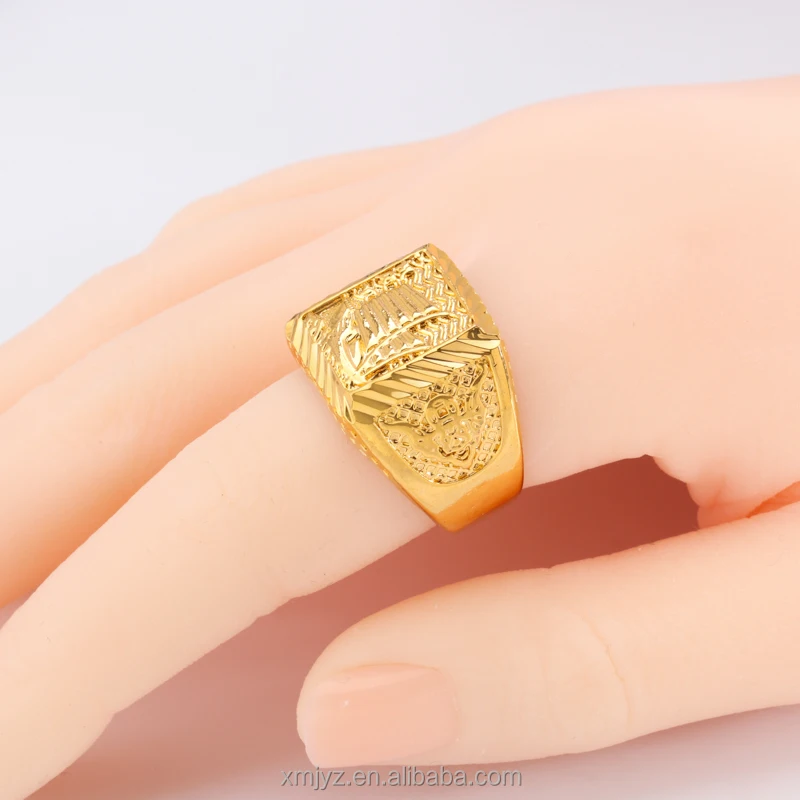 

2021 Summer Hot Recommended Sand Gold Sailing Men's Big Ring Manufacturer Wholesale Brass Gold-Plated Personality Ring