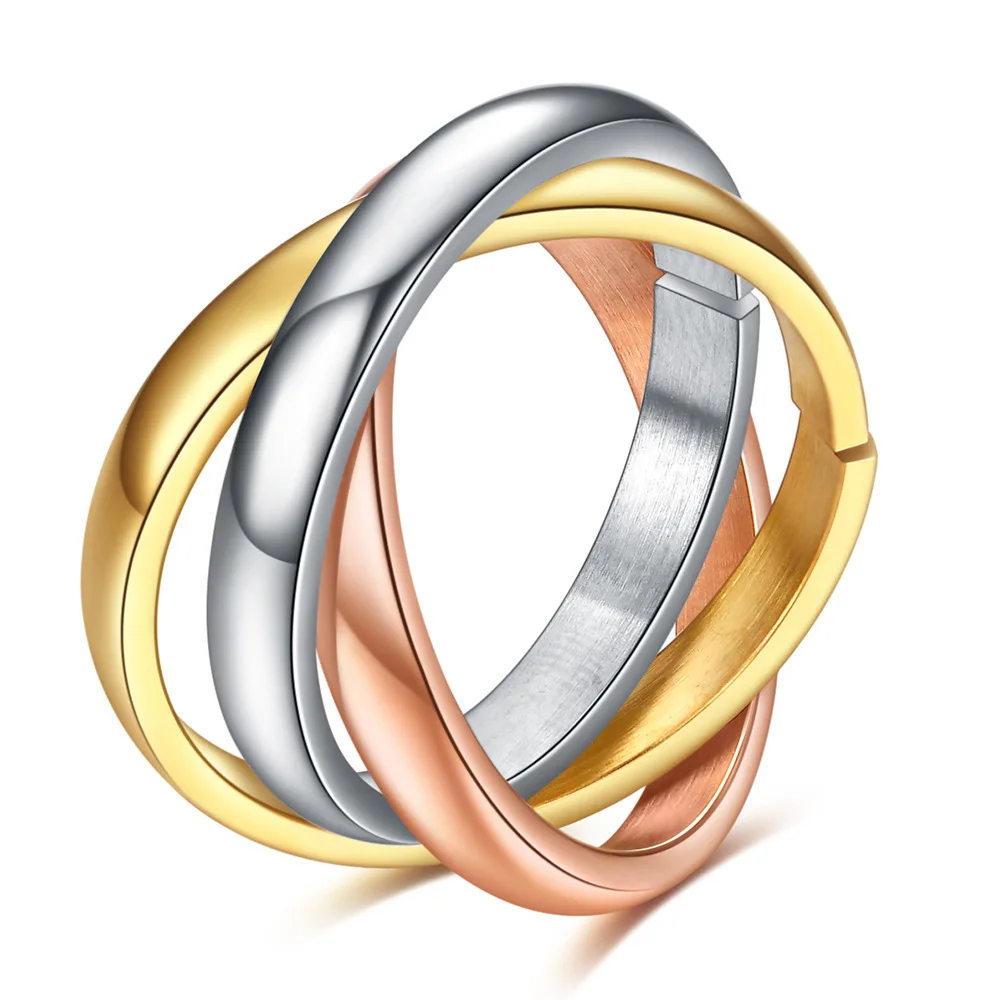 

Love Faith Hope Stainless Steel Three in one Promise Couple Rings Triple Interlocked Engagement Rings for Valentine's Day