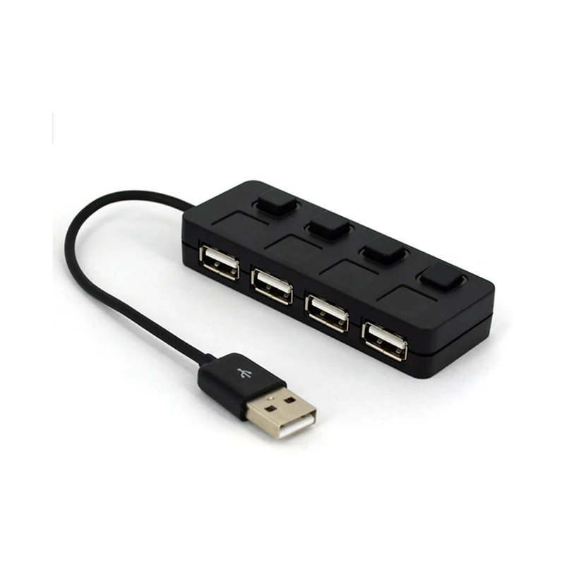 

4-Port USB 2.0 Extender Hub With Individual Led Plastic Laptop USB Switch Hub