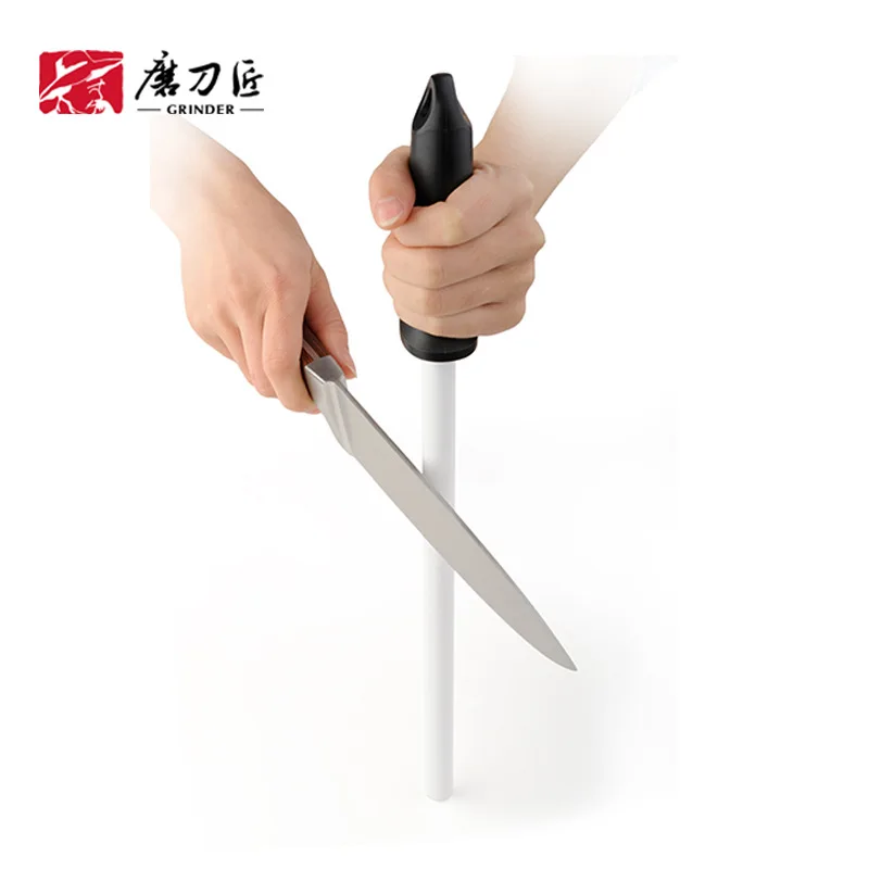 

Professional Tools 38cm Knife Sharpener For Kitchen Accessories Durable Ceramic Steel Sharpening Rod T0843C TAIDEA, White, black