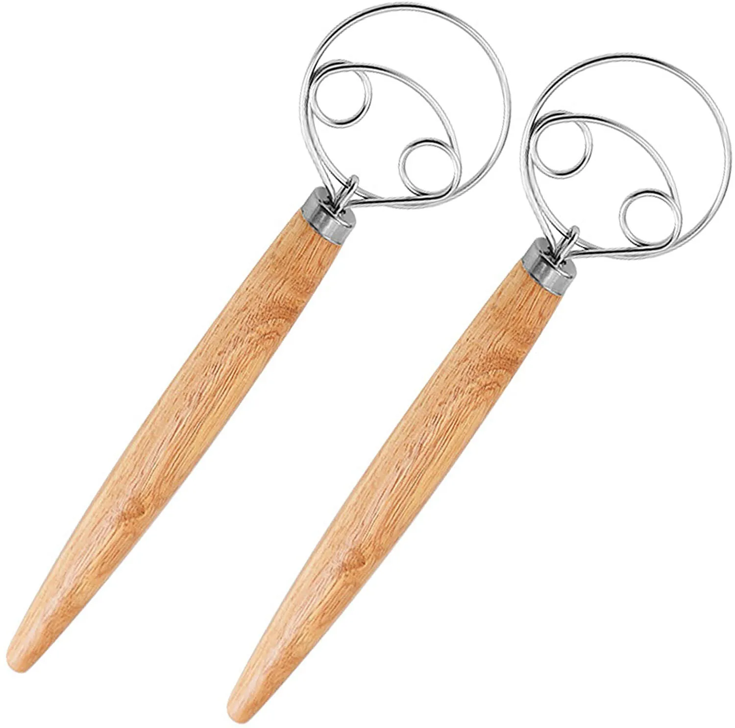

Private Label Long Wooden Handle and Stainless Steel Bread Danish Whisk Baking Tool Dough Whisk for Mixing Dough