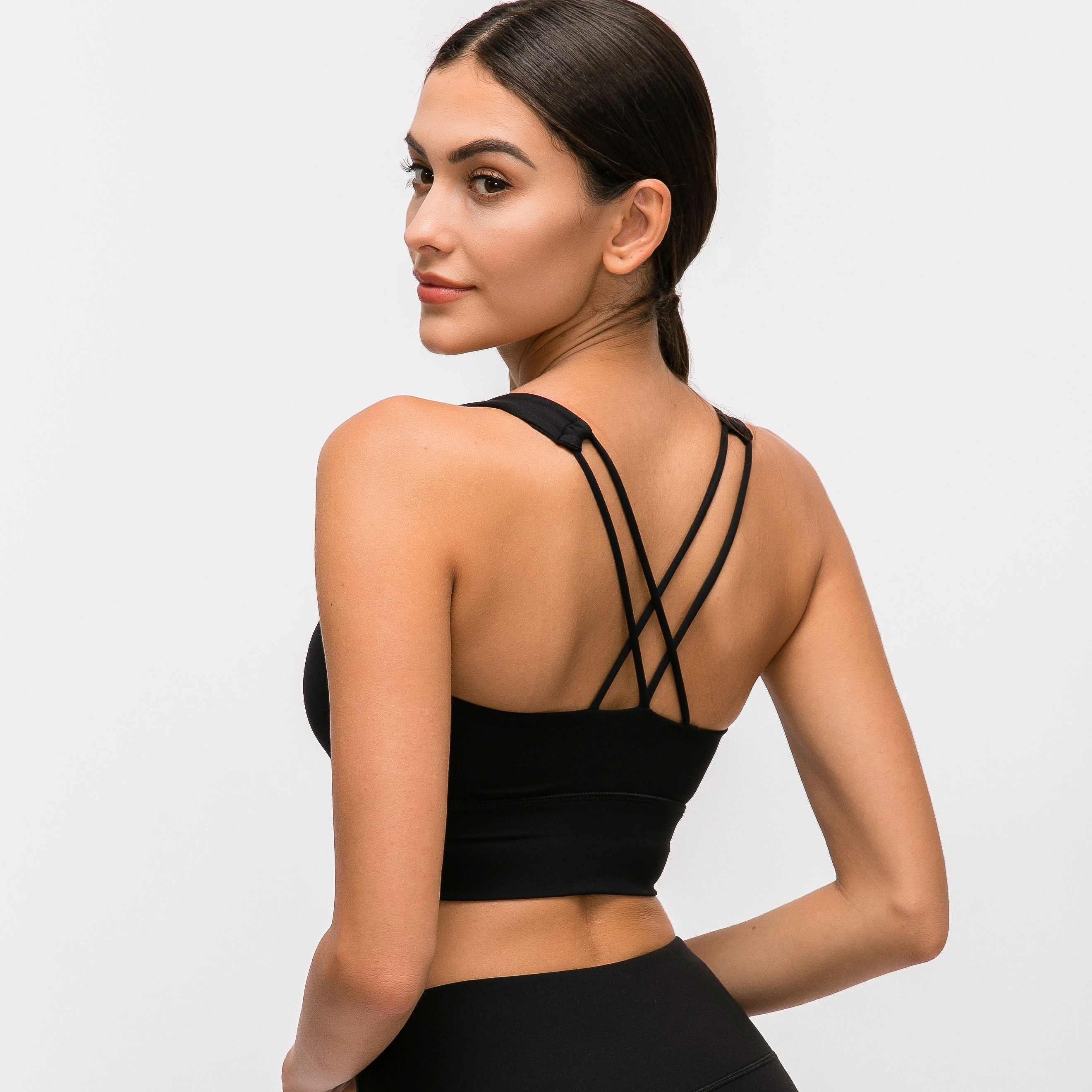 

New Women Sports Bra Workout Athletic Wear Cross Strap Customized logo Yoga Bra