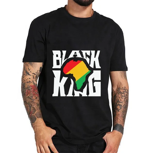 

Black king africa map T-Shirt Funny Graphic Print Tshirts Black Melanin T-Shirts Mens Casual Cotton Tee, Picture