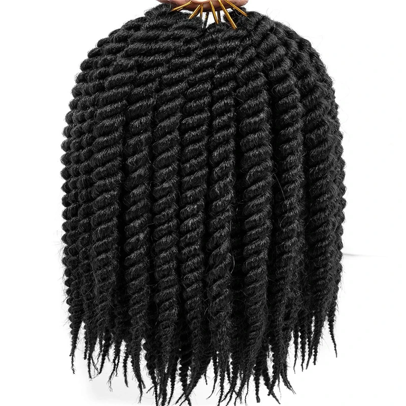 

6Packs 12'' Havana Twist Crochet Hair Mambo Twist Senegalese Crochet Braids Synthetic Braiding Hair, Black