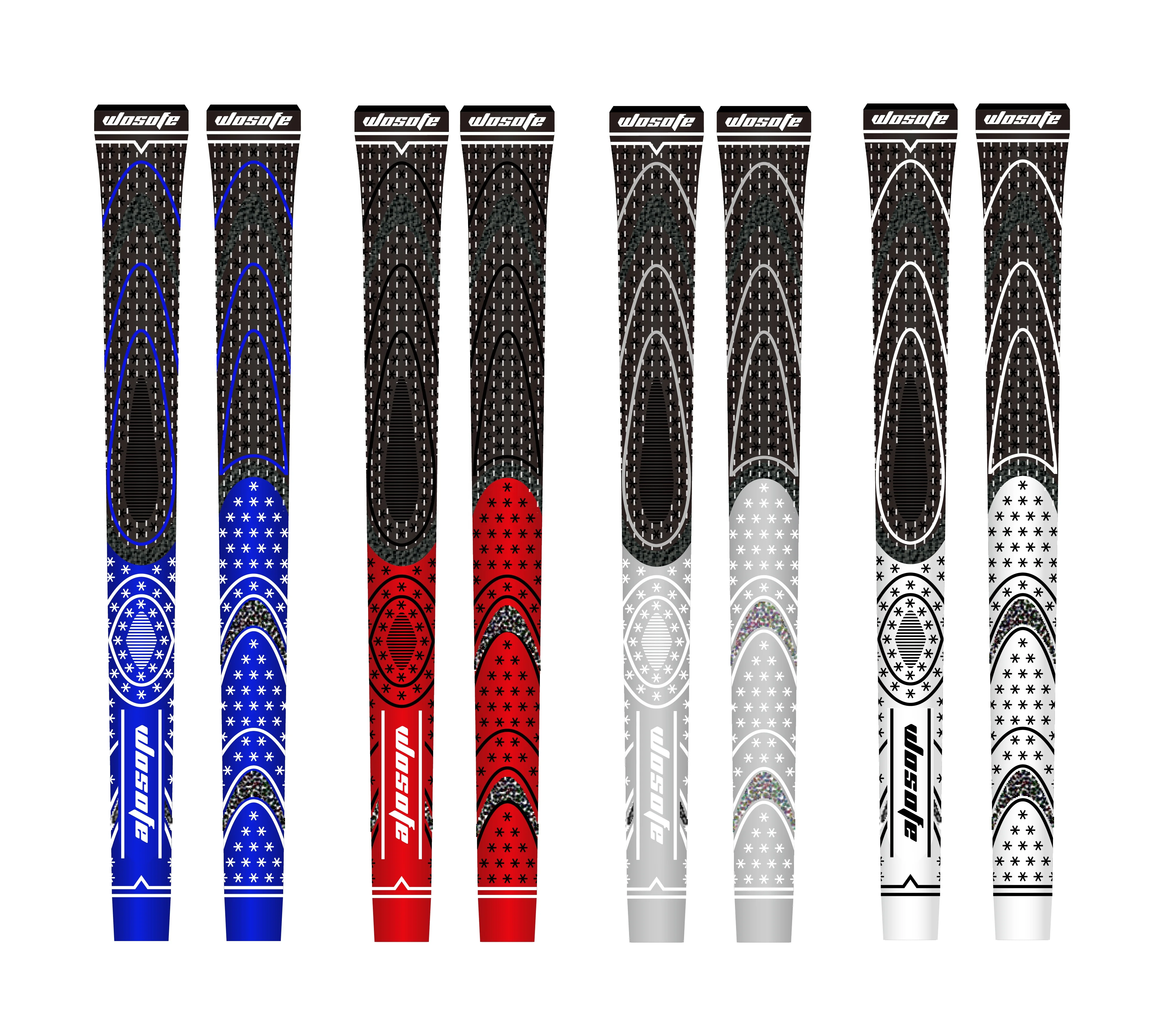 

New Anti-Slip golf grips High Stability half cotton yarn Rubber midsize Standard irons wood golf grips, White , red ,blue , grey