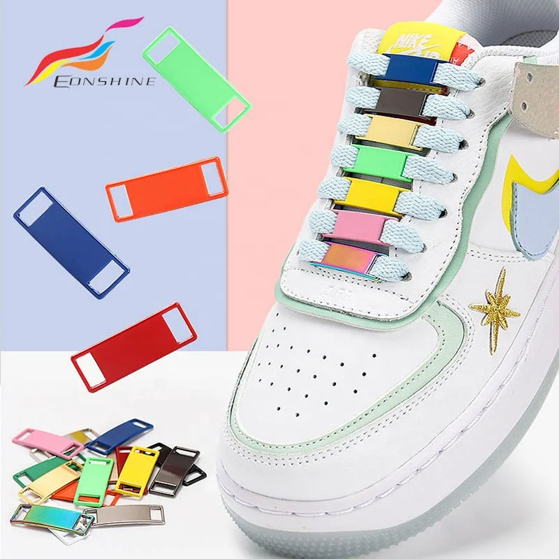 

Wholesale Custom Blank Metal Plate Shoelaces Charms Accessory Shoe Charms Buckle Lace Lock Tag, 15 colors, silver, red, yellow, blue, gun,black, silver, gold...