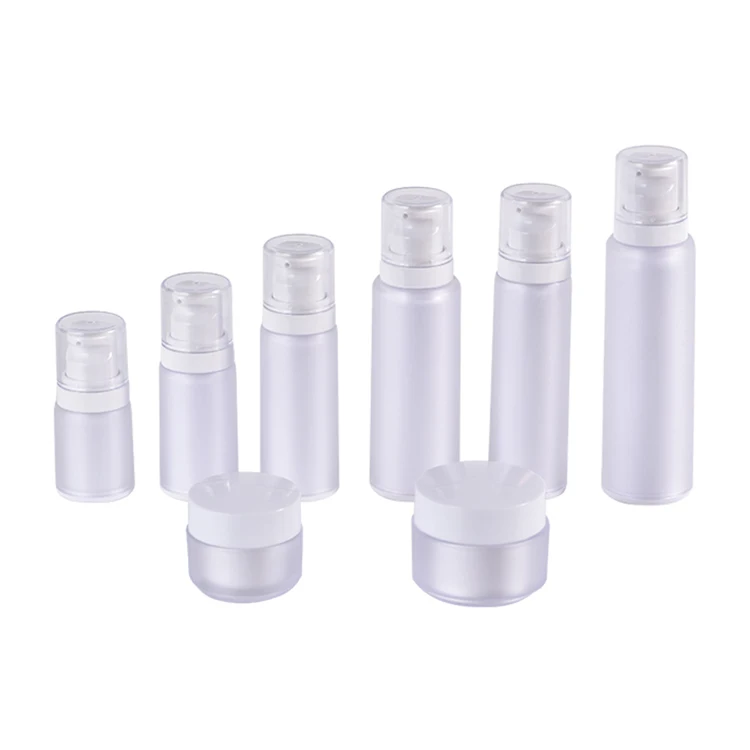 

High End White PET Airless Cosmetic Spray Pump Bottle And Empty Jars For Lotions And Creams