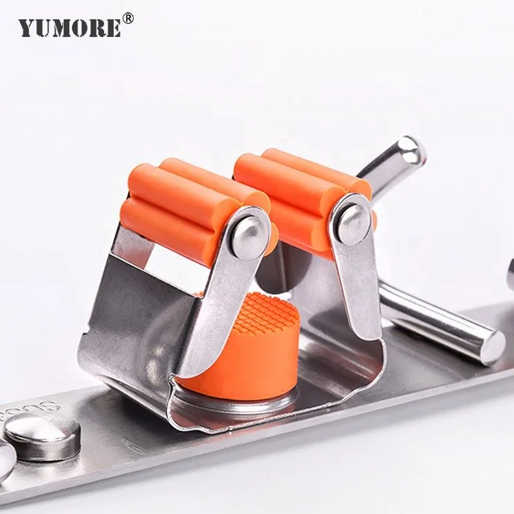 
304 Stainless Steel Hook Metal Tools Storage Rack Organizer Wall Mounted Mop And Broom Holders 