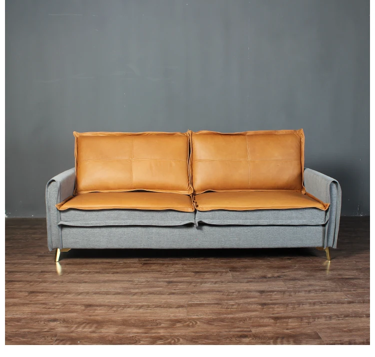 Nordic retro style leather sofa 3 seats