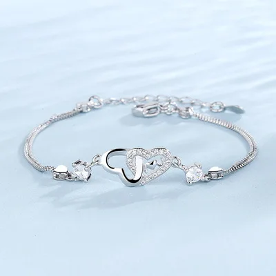 

High quality copper heart purple diamond zircon girls gift fashion friendship ladies bracelets