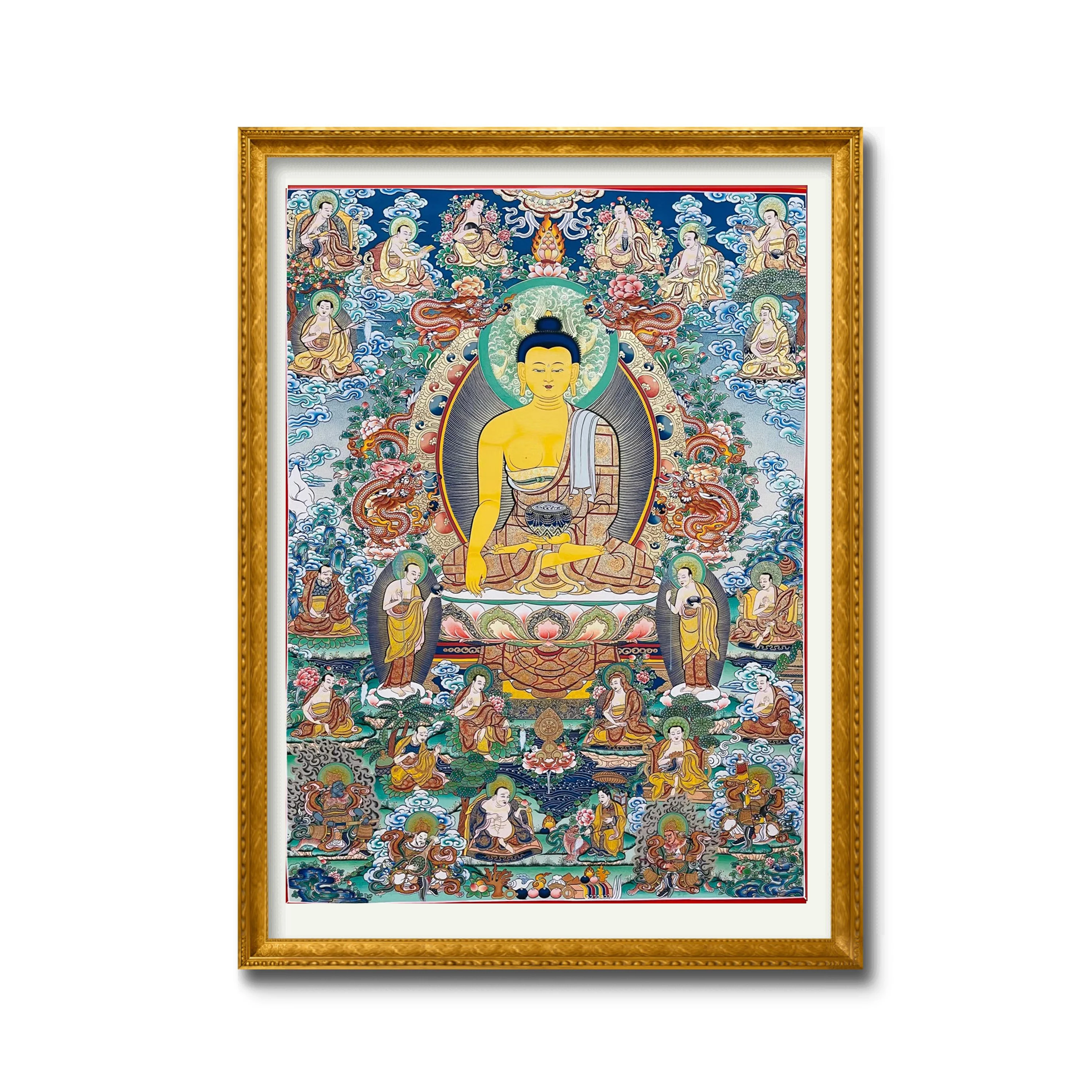 

Customizable pure mineral pigments for Sakyamuni Buddha and Bodhisattva Thangka one finished work