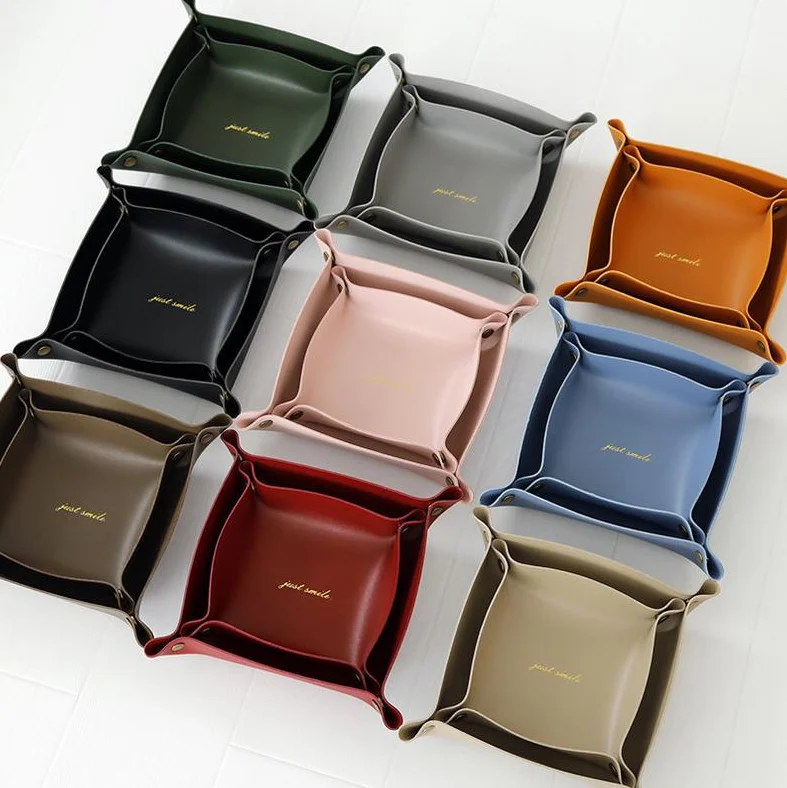 

Factory Custom Logo Colorful Leather Valet Trays Dice Tray Office Home Tray