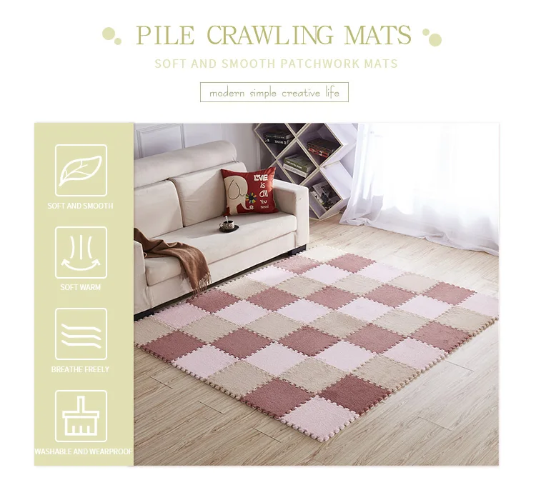 New Style Square Velvet Mat 30x30x1cm Kids Carpet Foam Puzzle Eva Play