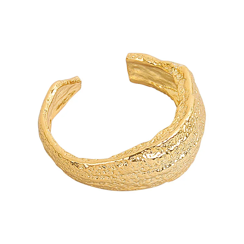 

2021 Sailing Jewelry Gold Minimalist Band Ring Adjustable Textured Band Ring Copper Gold Irregular Rings, Gold/silver