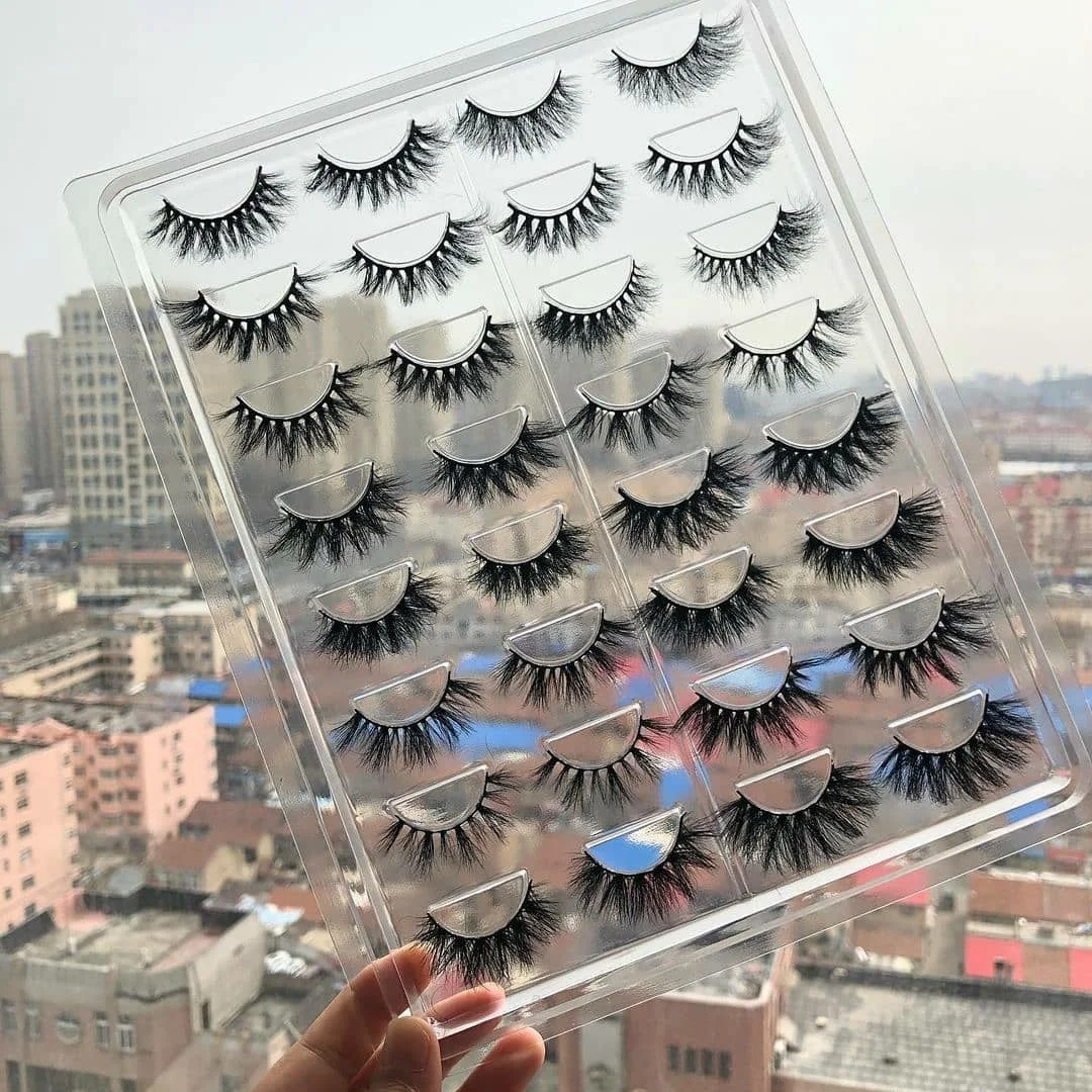 

wholesale full strip eyelashes 15mm 16mm 18mm 3d fluffy mink eyelashes vendor customized lash boxes natural wispy mink lashes, Black color