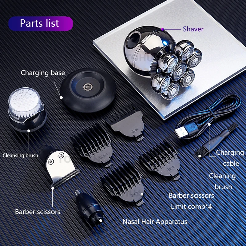 

Man LCD Display Multifunction Electric Shaver Double Ring Veneer Knife 5D Rotating Body Washing Safety Shaving Machine