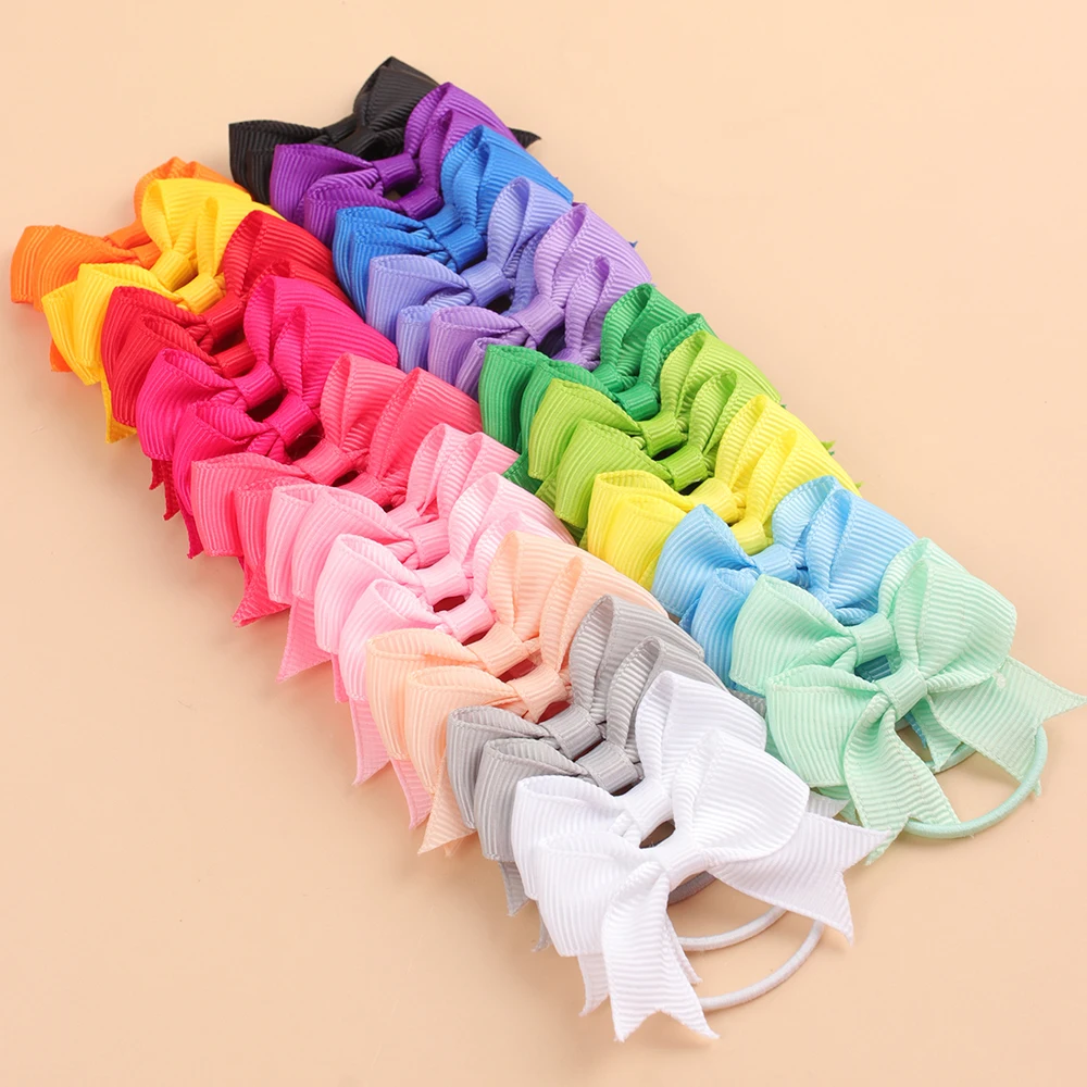 

40pcs/Lot Grosgrain Ribbon Solid Small Hair Bows Hair Tie Toodle Hair Accessories for Baby Girls
