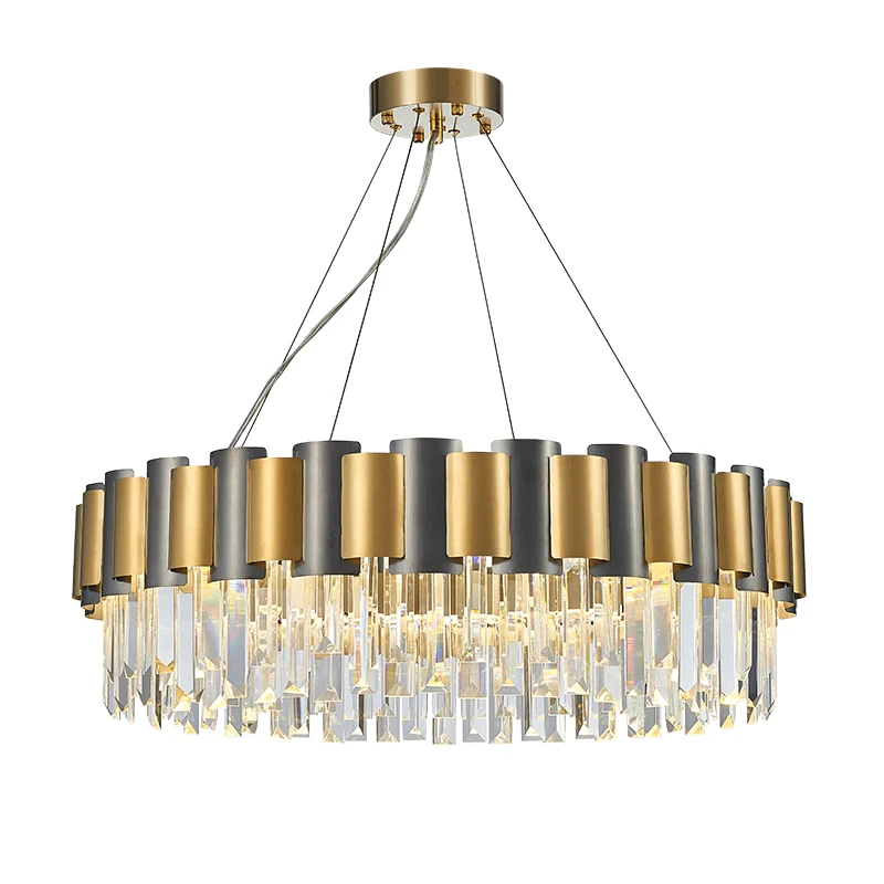 Luxury chandelier luxury hotel customized made glass lighting pendant stainless steel crystal ceiling lamp