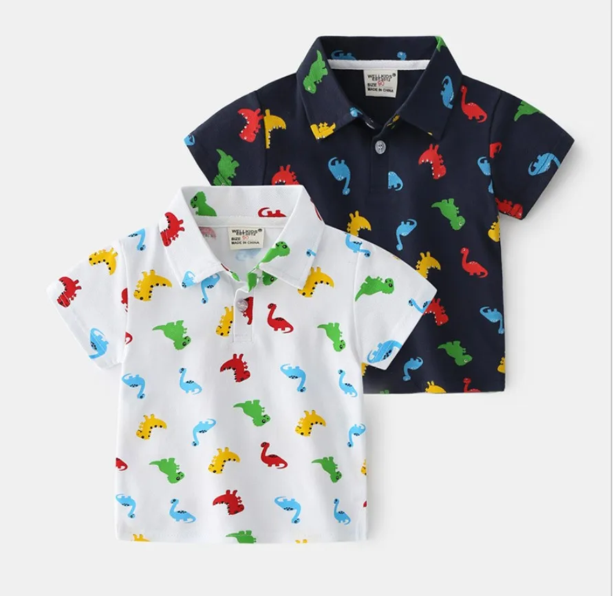 

Kid Boy Summer Polo T-shirt Dinosaur Design