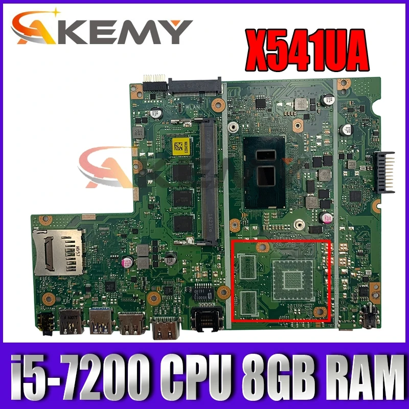 

X541UAK i5-7200 CPU 8GB RAM Mainboard REV 2.0 For ASUS X541UVK X541UA X541UAK laptop motherboard 100% Tested