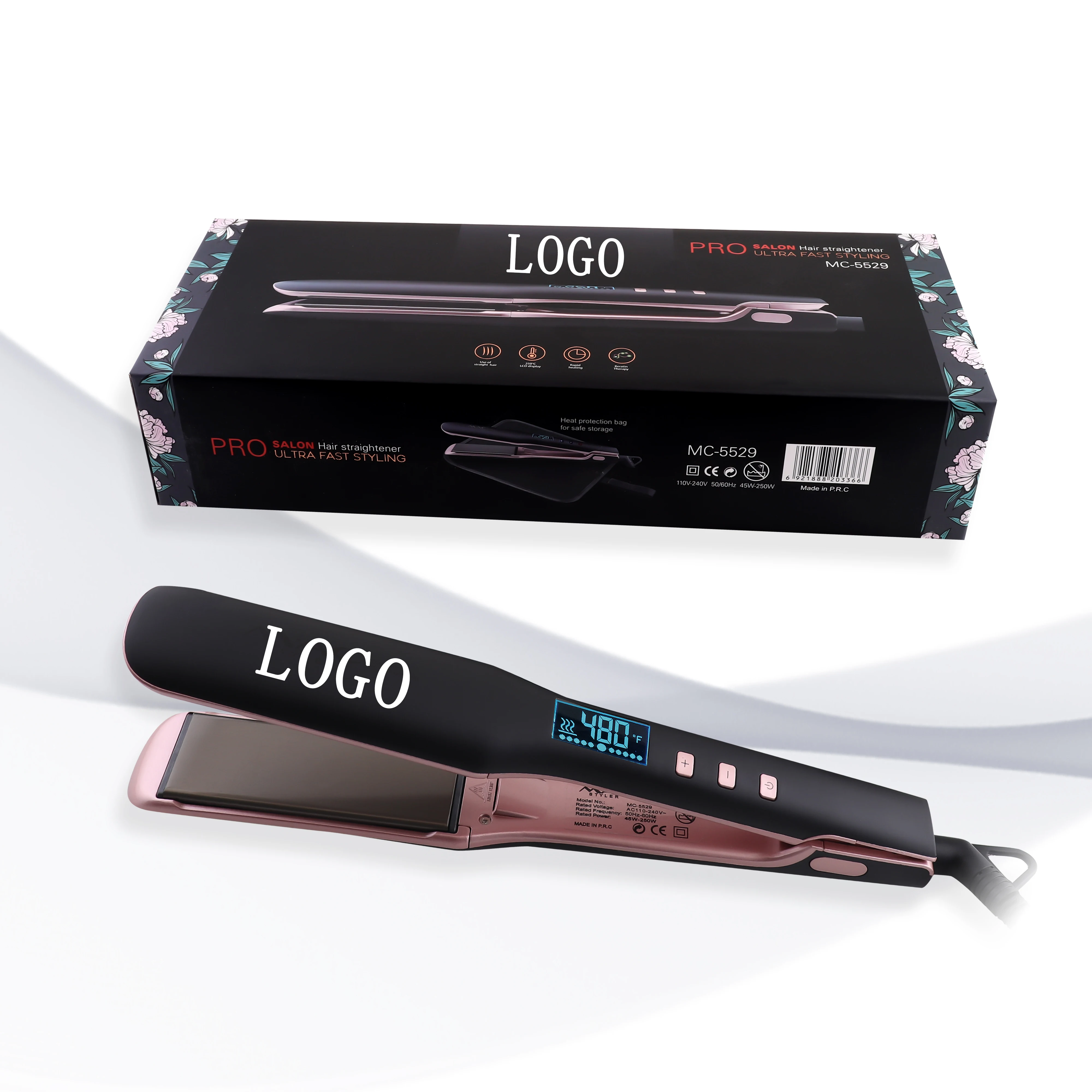 

Customize flat iron with titanium plate hair straightener 480F hair straightener