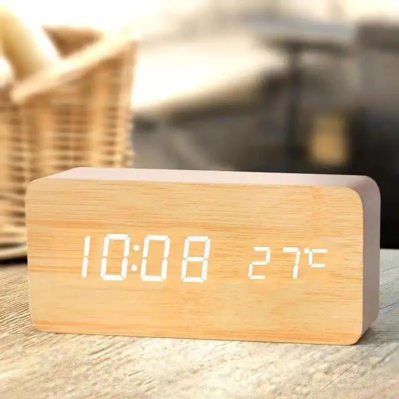 Top Sales Table Date Alarm Clock Wooden Alarm Clock Led