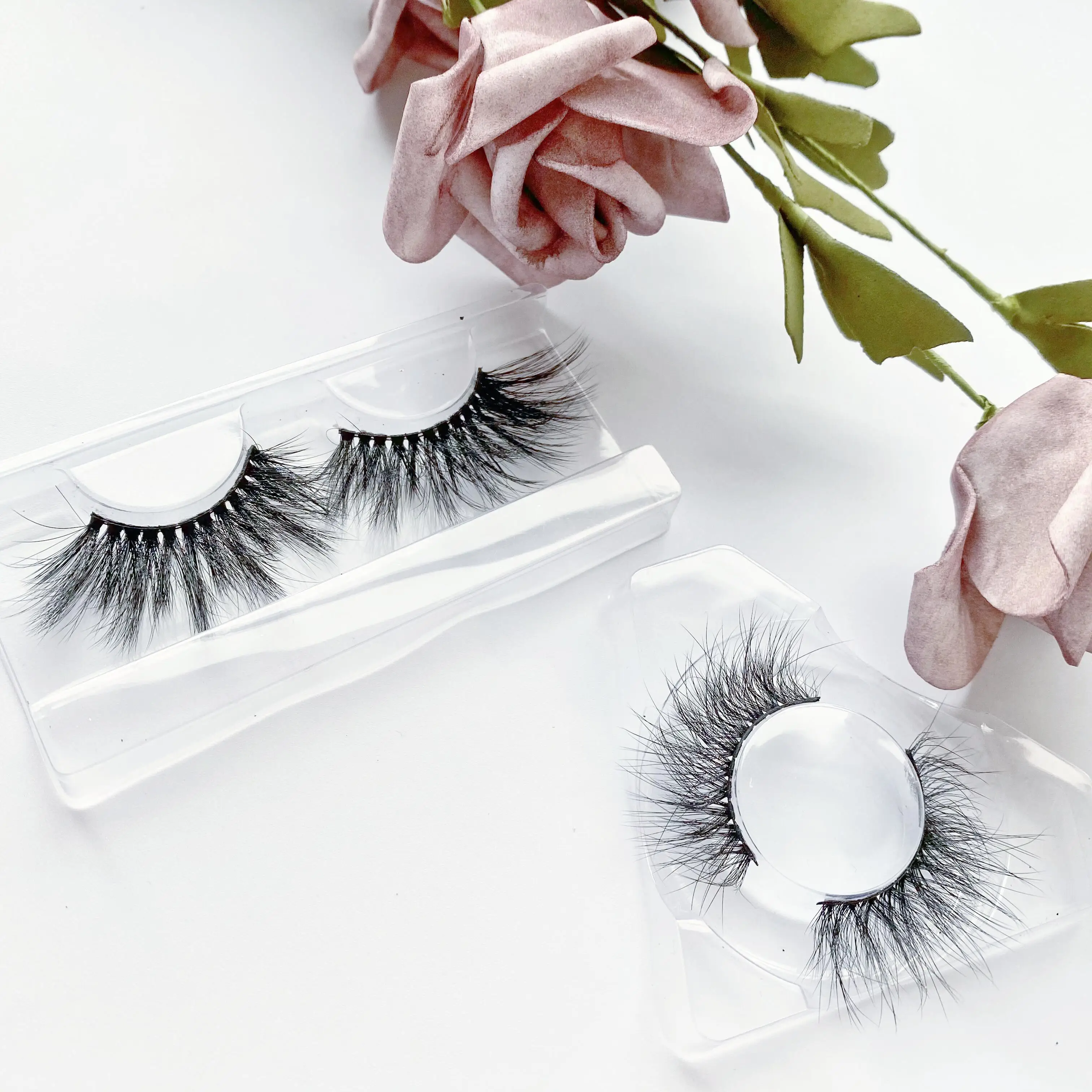 

2021 New Design 25mm 5D Faux Mink Silk False Eyelashes Glue Lashes Eyelash Lashes Custom Lash