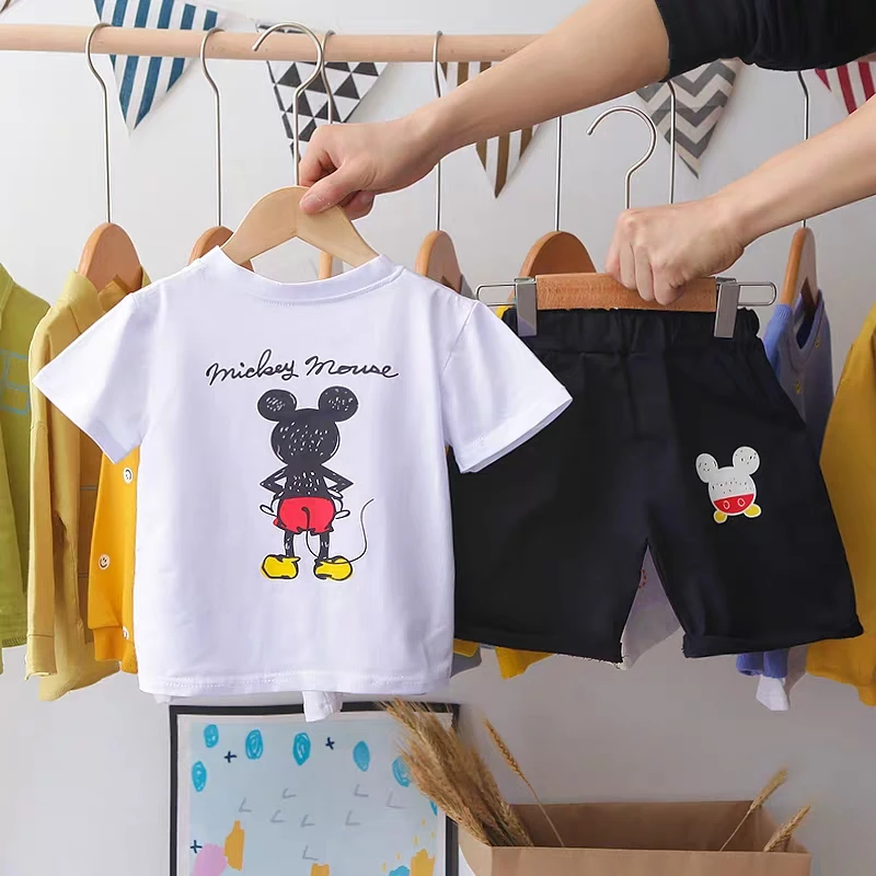 

Inventory wholesale short-sleeved shorts for small and medium-sized boys cartoon print kids T-shirt fashion suit