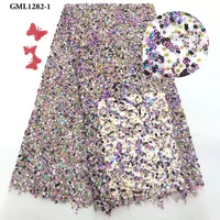 

wholesale price African sequins lace fabric high quality french sequins lace trim Nigerian embroidery tulle lace India wedding