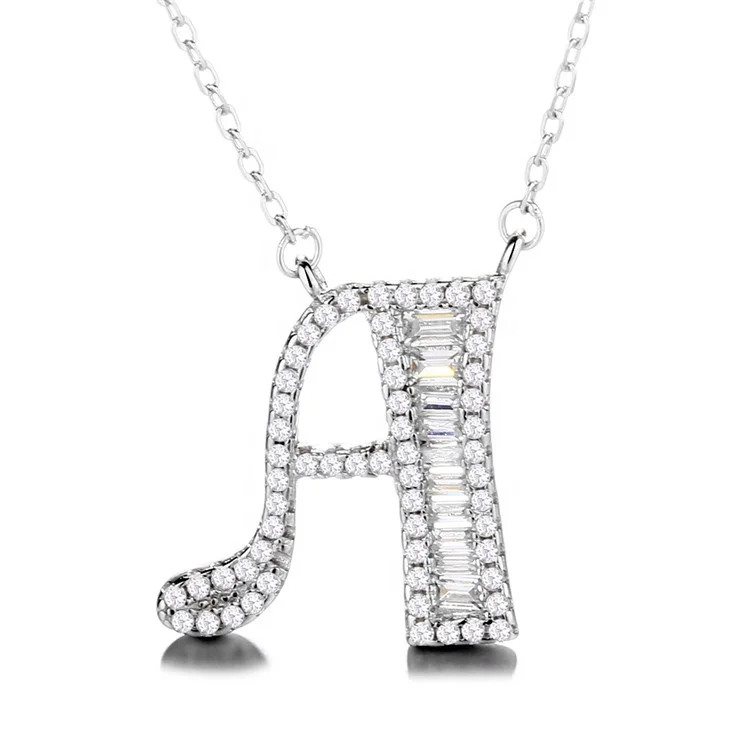 

Newest 925 sterling silver jewelry necklace letter style zircons A to Z letter necklace, As customer request