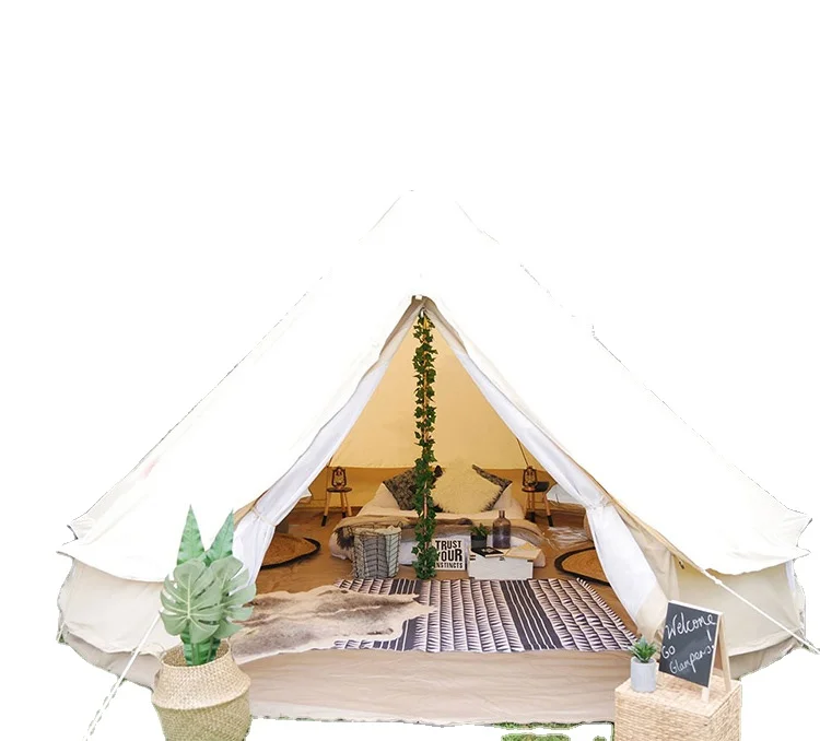 

New Design 3M 4M 5M 6M Outdoor Canvas Bell Tent Two Door Canvas Bell Tent Yurt Tents For Sale